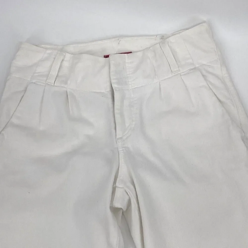 Alice + Olivia High-Rise Pleated Front Stretch Tapered Jeans Cropped Pants White